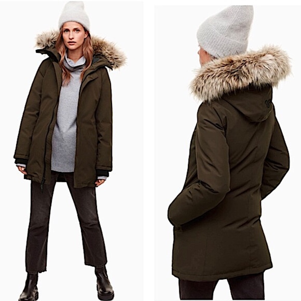 GOLDEN by Tna Water Proof Canvas Haven Parka In Dark Olive Size M